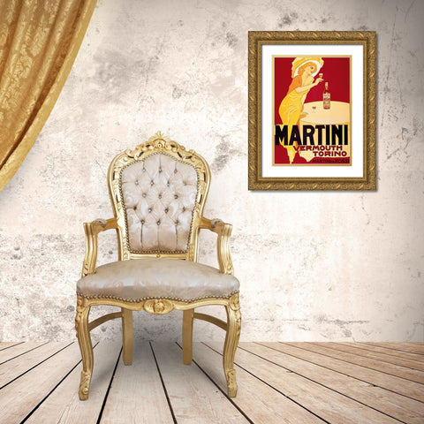 Martini Gold Ornate Wood Framed Art Print with Double Matting by Unknown