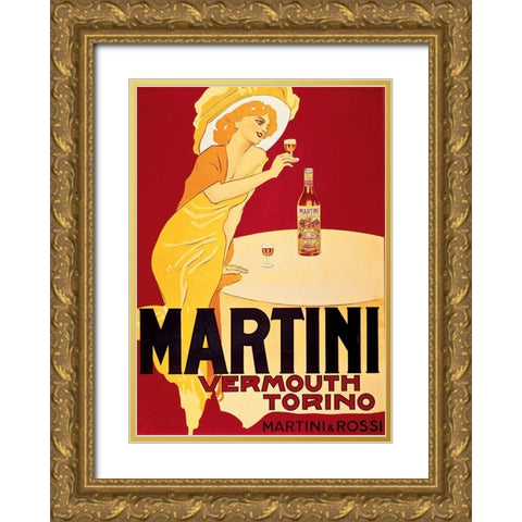 Martini Gold Ornate Wood Framed Art Print with Double Matting by Unknown