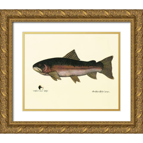 Steelhead Trout Gold Ornate Wood Framed Art Print with Double Matting by Unknown