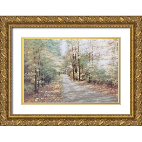 Garden Path Gold Ornate Wood Framed Art Print with Double Matting by Unknown
