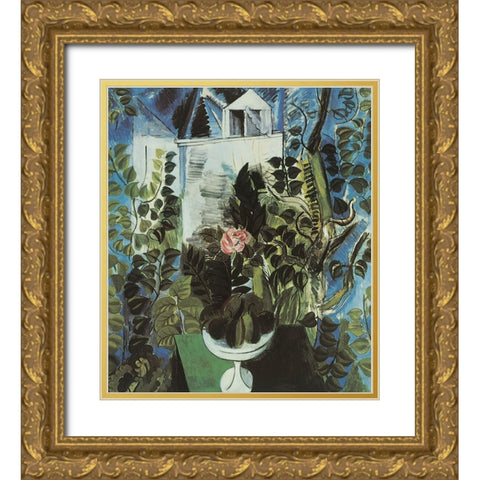 In the Garden Gold Ornate Wood Framed Art Print with Double Matting by Unknown
