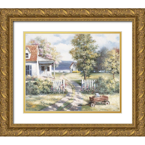 Seaside Cottage I Gold Ornate Wood Framed Art Print with Double Matting by Unknown