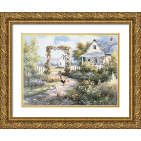 Seaside Cottage II Gold Ornate Wood Framed Art Print with Double Matting by Unknown