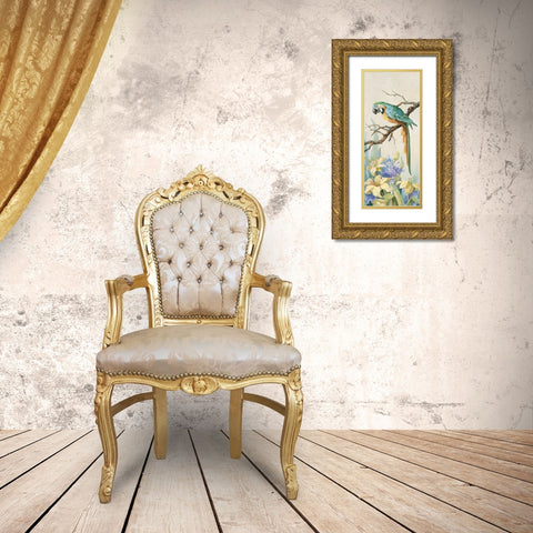 Parrot Panel II Gold Ornate Wood Framed Art Print with Double Matting by Unknown