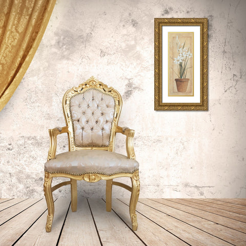 Potted Lily Gold Ornate Wood Framed Art Print with Double Matting by Unknown