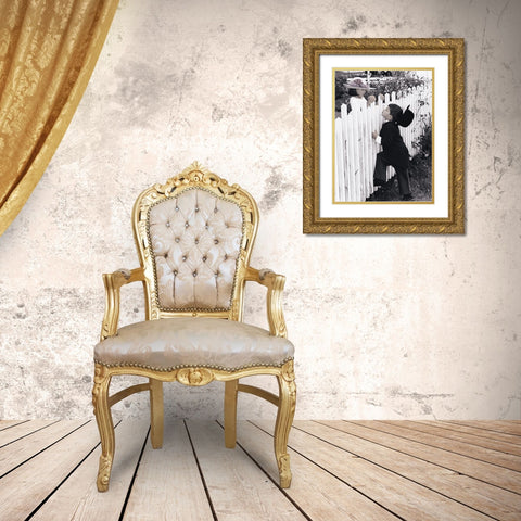 Puppy Love Gold Ornate Wood Framed Art Print with Double Matting by Unknown