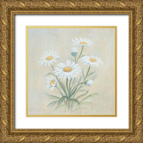 White Daffodils Gold Ornate Wood Framed Art Print with Double Matting by Unknown