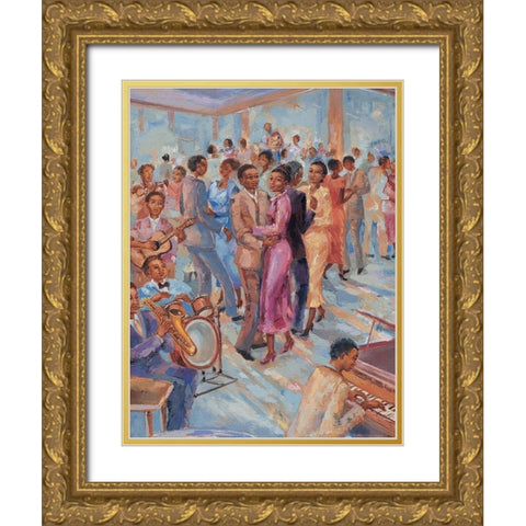 Dance Time I Gold Ornate Wood Framed Art Print with Double Matting by Unknown