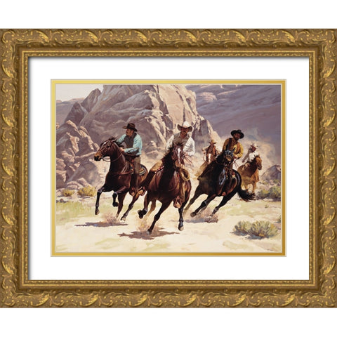 Rough Riders Gold Ornate Wood Framed Art Print with Double Matting by Unknown