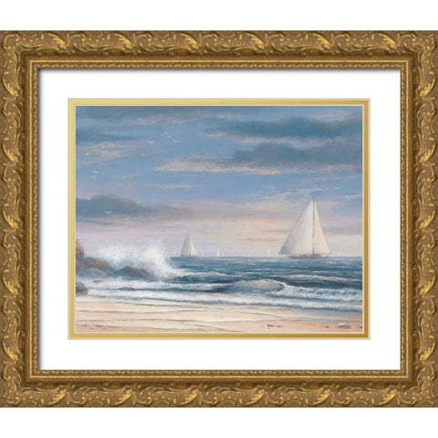 Sailing Boats Gold Ornate Wood Framed Art Print with Double Matting by Unknown