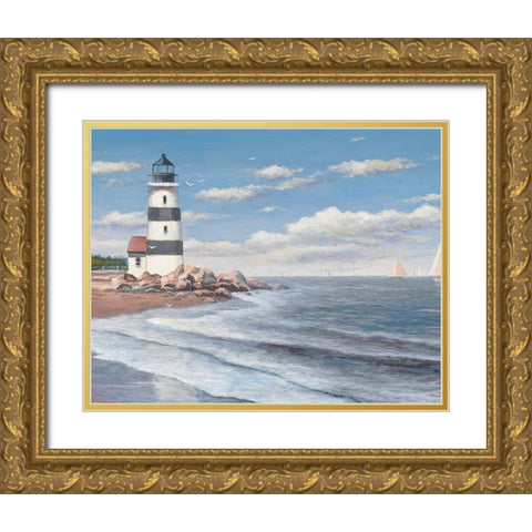 Lighthouse Shoals Gold Ornate Wood Framed Art Print with Double Matting by Unknown