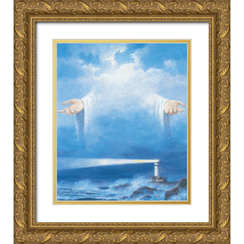 I am the Light Gold Ornate Wood Framed Art Print with Double Matting by Unknown