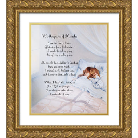 Windowpane Gold Ornate Wood Framed Art Print with Double Matting by Unknown