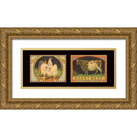 Chicken and Beef Gold Ornate Wood Framed Art Print with Double Matting by Unknown