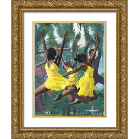 Jump Gold Ornate Wood Framed Art Print with Double Matting by Unknown