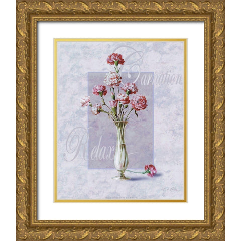 Carnation Gold Ornate Wood Framed Art Print with Double Matting by Unknown