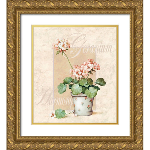 Giranium Gold Ornate Wood Framed Art Print with Double Matting by Unknown