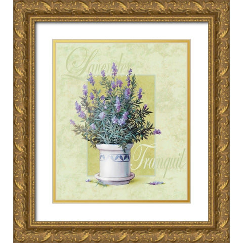 Lavendar Gold Ornate Wood Framed Art Print with Double Matting by Unknown