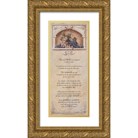 Psalm 23 Gold Ornate Wood Framed Art Print with Double Matting by Unknown