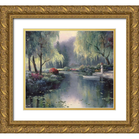 Lakeside Gardens Gold Ornate Wood Framed Art Print with Double Matting by Unknown