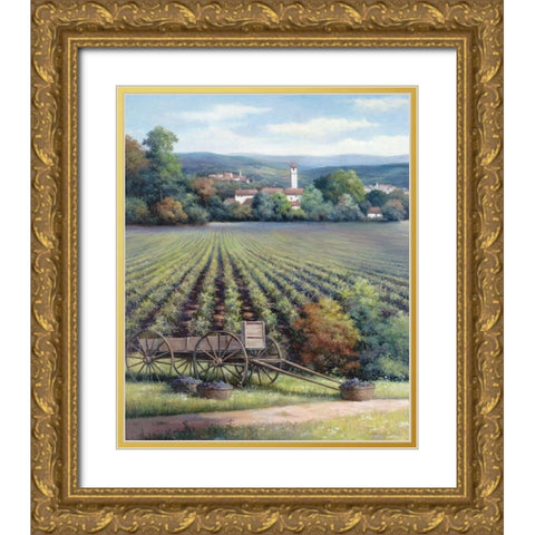 Vineyards I Gold Ornate Wood Framed Art Print with Double Matting by Unknown