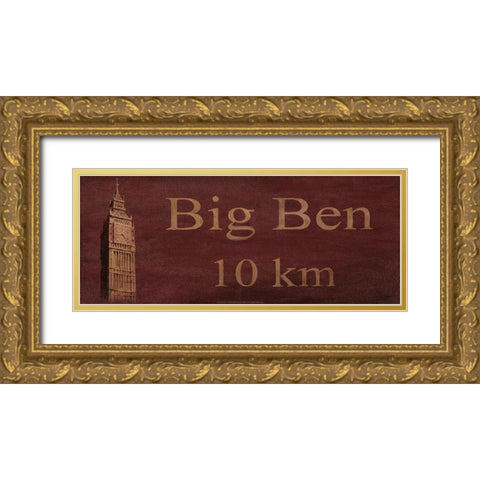 Big Ben Gold Ornate Wood Framed Art Print with Double Matting by Unknown