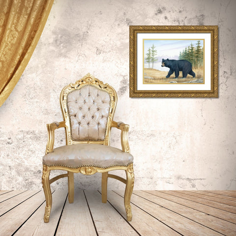 Black Bear Gold Ornate Wood Framed Art Print with Double Matting by Unknown