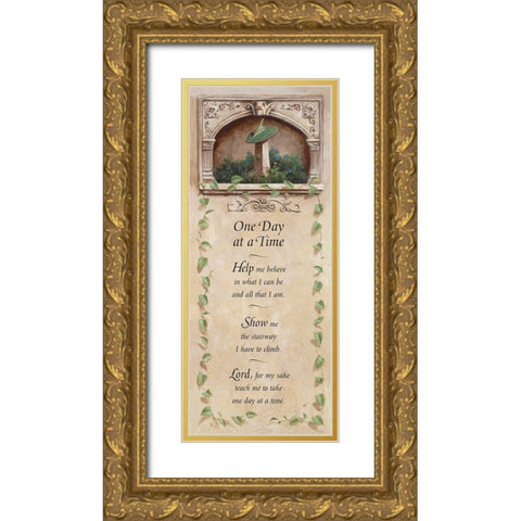 One Day at a Time Gold Ornate Wood Framed Art Print with Double Matting by Unknown