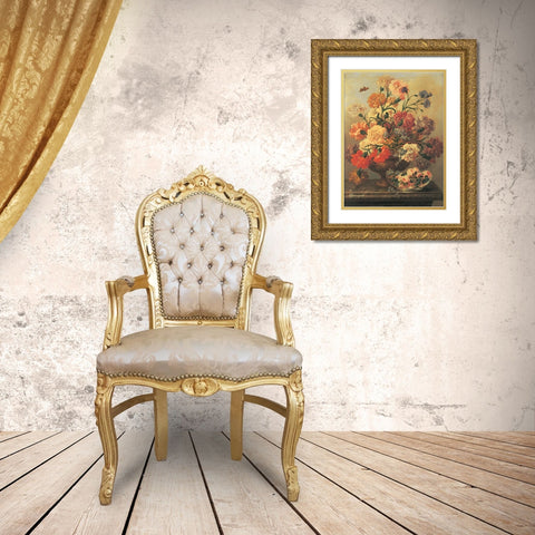 Classic Floral Gold Ornate Wood Framed Art Print with Double Matting by Unknown