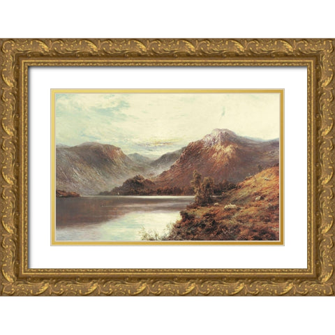 Mountain Pasture Gold Ornate Wood Framed Art Print with Double Matting by Unknown