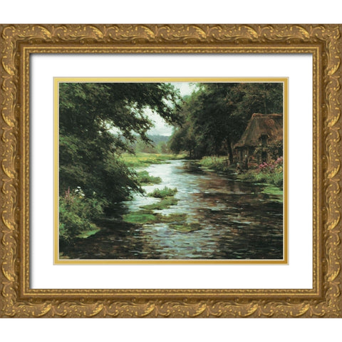 By the River Gold Ornate Wood Framed Art Print with Double Matting by Unknown
