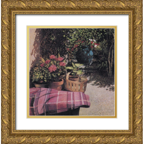 Baskets and Blankets Gold Ornate Wood Framed Art Print with Double Matting by Unknown