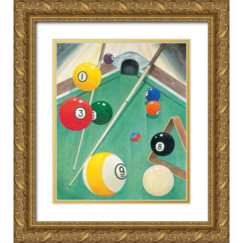 Billiards I Gold Ornate Wood Framed Art Print with Double Matting by Unknown