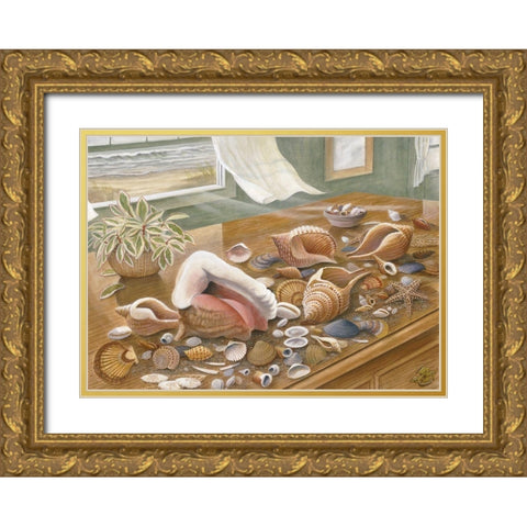 Seashells I Gold Ornate Wood Framed Art Print with Double Matting by Unknown