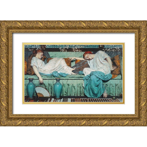 Apples Gold Ornate Wood Framed Art Print with Double Matting by Unknown