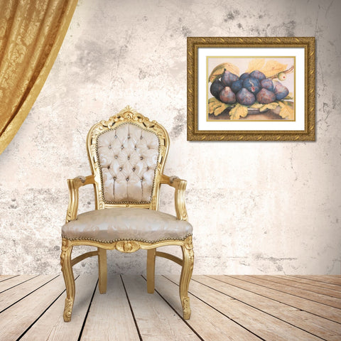 Figs Gold Ornate Wood Framed Art Print with Double Matting by Unknown