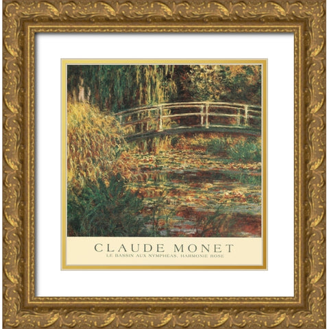 Le Bassin aux Nympheas Gold Ornate Wood Framed Art Print with Double Matting by Monet, Claude