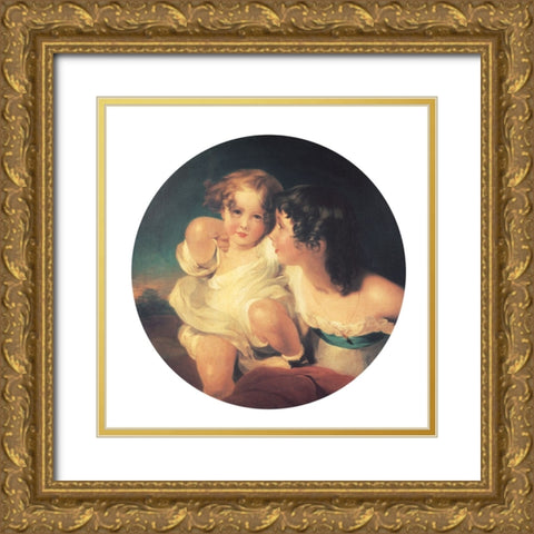 Two Sisters Gold Ornate Wood Framed Art Print with Double Matting by Unknown