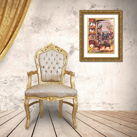 Chicks Gold Ornate Wood Framed Art Print with Double Matting by Unknown
