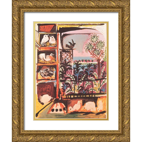 Chicks Gold Ornate Wood Framed Art Print with Double Matting by Unknown