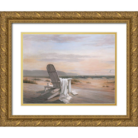 Coffee on the Beach II Gold Ornate Wood Framed Art Print with Double Matting by Unknown