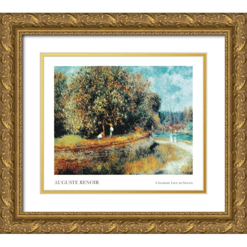 Chestnut Tree Gold Ornate Wood Framed Art Print with Double Matting by Renoir, Pierre-Auguste