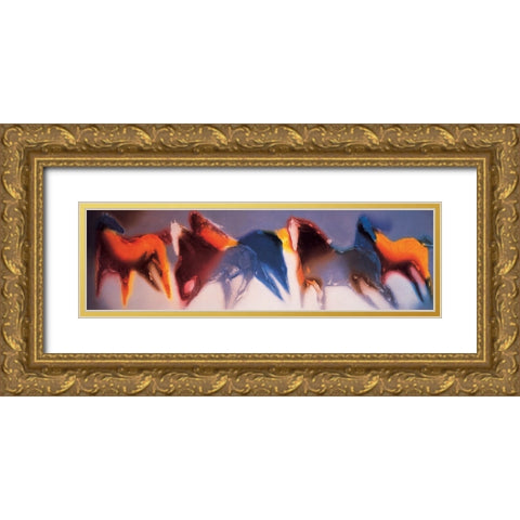 Stallion Abstract Panel Gold Ornate Wood Framed Art Print with Double Matting by Unknown
