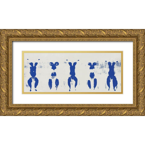Blue Panel Gold Ornate Wood Framed Art Print with Double Matting by Unknown