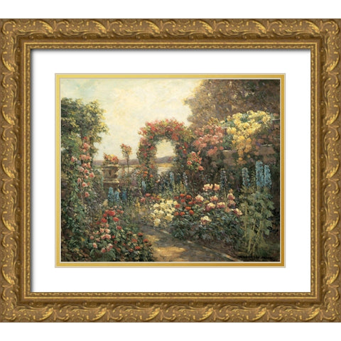 Seaside Garden II Gold Ornate Wood Framed Art Print with Double Matting by Unknown