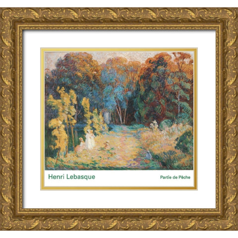 Partie de Peche Gold Ornate Wood Framed Art Print with Double Matting by Lebasque