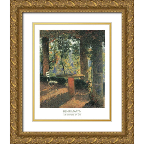 La Tonnelle en Ete Gold Ornate Wood Framed Art Print with Double Matting by Martin