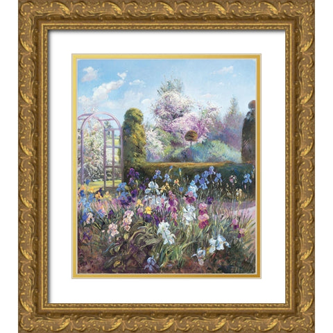 Lilacs in Bloom Gold Ornate Wood Framed Art Print with Double Matting by Unknown