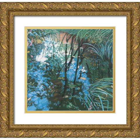 Lakeside Gold Ornate Wood Framed Art Print with Double Matting by Unknown