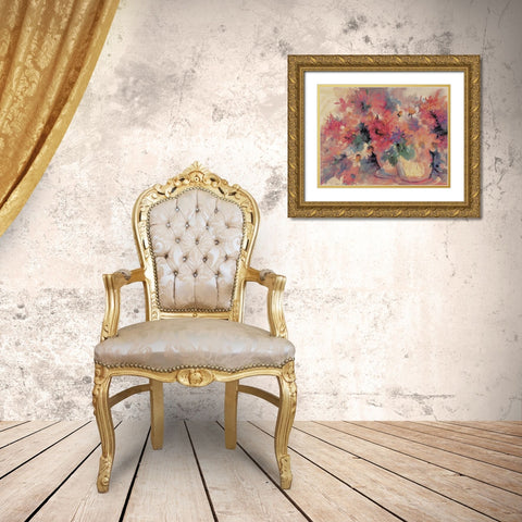 Bouquet Abstract I Gold Ornate Wood Framed Art Print with Double Matting by Unknown